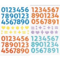 Glitter Sticker Zahlen aus Moosgummi, 112 Stück