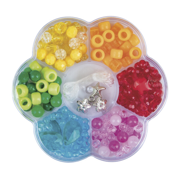 Perlen Bastel Dose Rainbow, 10,7cm ø, versch. Farben+Größen, in Blüten Box