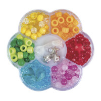 Perlen Bastel Dose Rainbow, 10,7cm ø, versch. Farben+Größen, in Blüten Box