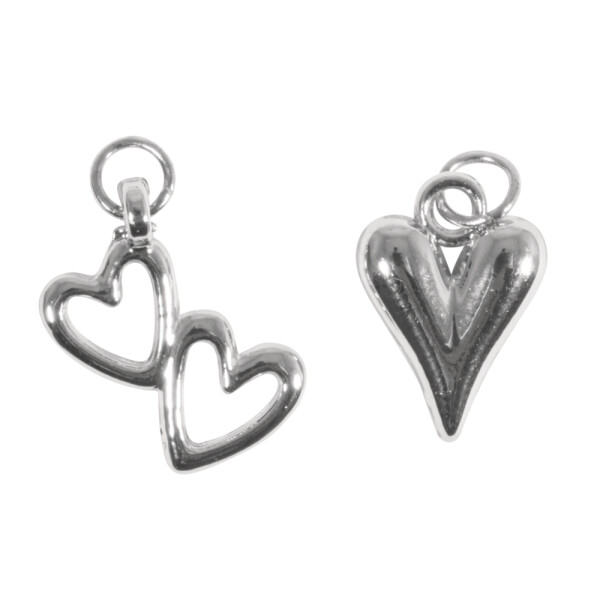 Metall Charms Herz + Doppelherz