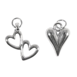 Metall Charms Herz + Doppelherz