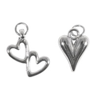 Metall Charms Herz + Doppelherz