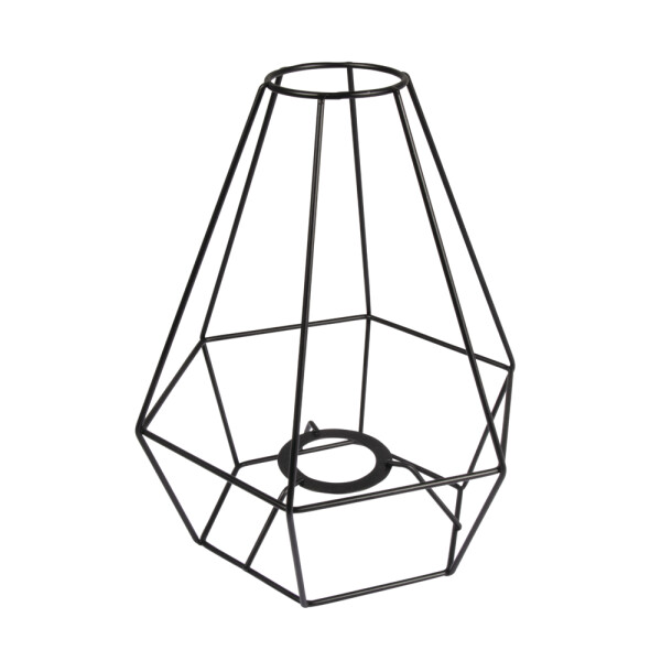 Metall Lampenschirm Rahmen, 20cm ø, 24cm, Diamant, schwarz beschichtet, schwarz