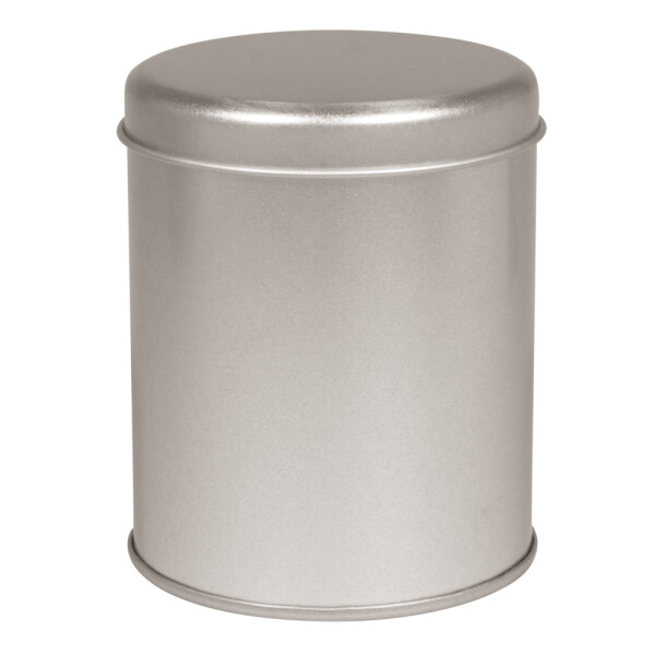 Metalldose rund, 8cm ø, 10cm, m. Deckel, silber