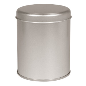 Metalldose rund, 8cm ø, 10cm, m. Deckel, silber