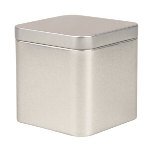 Metalldose quadratisch, 7,6x7,6x7,6cm, m. Deckel, silber