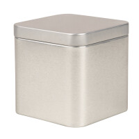 Metalldose quadratisch, 7,6x7,6x7,6cm, m. Deckel, silber