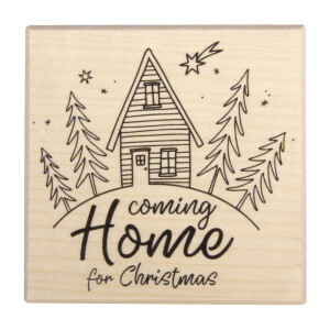 Stempel Coming Home for Christmas, 7x7cm
