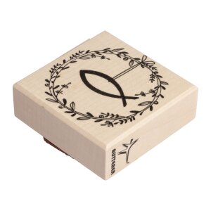 Stempel Festtagskranz mit Fisch, 6x6cm