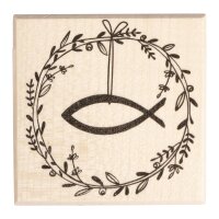 Stempel Festtagskranz mit Fisch, 6x6cm