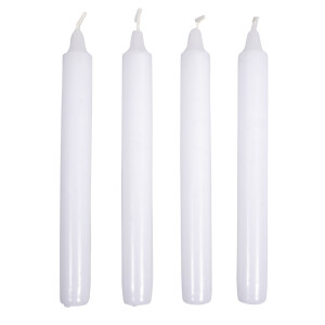 Stabkerze, 2,1cm ø, 19cm, Box 4Stück, weiß