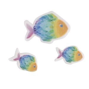 Wachsmotiv Regenbogen Fisch, 2,3x1,6cm + 3,7x2,5cm,...