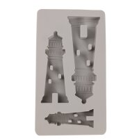 Silikon Gießform Leuchttürme, 14,5x26x2cm, 3 Formen, Box 1Stück