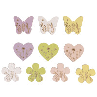 Holz Streuteile Floral, FSC Mix Credit, 3,3-3,6cm, SB-Btl. 10Stück, bunt