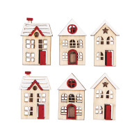 Holz Haus auf Klammer, FSC 100%, 2,6/2,9x4,3cm, SB-Btl. 6Stück