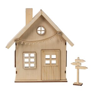 Holzbausatz Wichtelhaus, FSC Mix Credit, 13,5x6,5x17,5cm, Box 1Set, natur