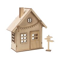 Holzbausatz Wichtelhaus, FSC Mix Credit, 13,5x6,5x17,5cm, Box 1Set, natur