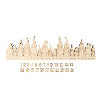 Holz Adventskalender, FSC Mix Credit, 44,2x12cm,Wichtel,+Zahlen, Btl 1Set, natur