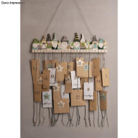 Holz Adventskalender, FSC Mix Credit, 44,2x12cm,Wichtel,+Zahlen, Btl 1Set, natur