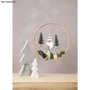 Holz Deko Wichtelfamilie, FSC Mix Credit, 4,5-9cm, + Kordel, SB-Btl. 8St&uuml;ck, natur