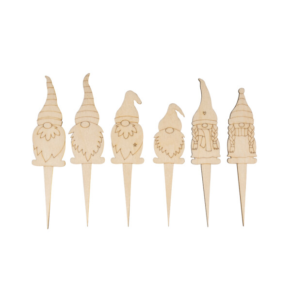 Holz Dekostecker Wichtel, FSC Mix Credit, 13,3-15cm, SB-Btl. 6Stück, natur