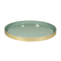 Metall Deko Tablett, 30cm ø, 2farbig, mit Moosgummi Pads, eukalyptus