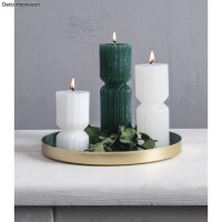 Metall Deko Tablett, 20+25cm ø, 2farbig, mit Moosgummi Pads, Set 2Stück, eukalyptus