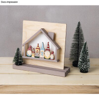 Holzleiste Wichtelfamilie,FSC Mix Credit, 9,2x5,4 + 13,2x5,4cm, SB-Btl. 2Stück, natur