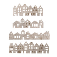Filzleiste Nordic Häuser + Mini Häuser, 3,4-4,2cm, +Klebepunkt, SB-Btl. 4Stück