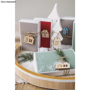 Holz Adventszahlen 1-24, FSC Mix Credit, 2,2-2,6cm, sort., +Kordel, SB-Btl. 1Set, natur