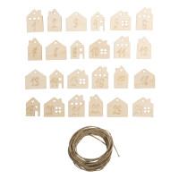 Holz Adventszahlen 1-24, FSC Mix Credit, 2,2-2,6cm, sort., +Kordel, SB-Btl. 1Set, natur
