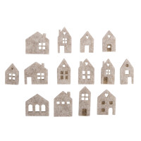 Filz Streuteile Mini Häuser, 2,5-3,5cm, +Klebepunkt, SB-Btl. 14Stück