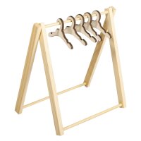 Holz Mini Kleiderständer, FSC 100%, 11,5x12cm, +5 Kleiderbügel, SB-Btl. 1Set, natur