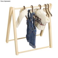 Holz Mini Kleiderständer, FSC 100%, 11,5x12cm, +5 Kleiderbügel, SB-Btl. 1Set, natur