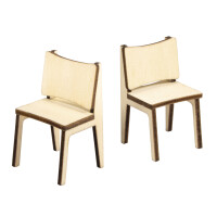 Holz Mini Stühle, FSC 100%, 2,2x2,5x4cm, SB-Btl. 2Stück, natur