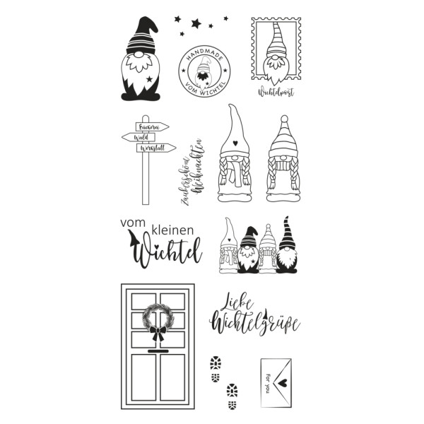 Clear Stamps - Wichtelpost, 97x205mm, 14 Motive, SB-Btl. 1Bogen