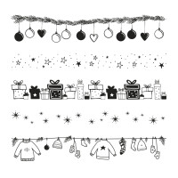 Clear Stamps - Weihnachtsbordüren, 102,5x97mm, 5 Motive, SB-Btl. 1Bogen