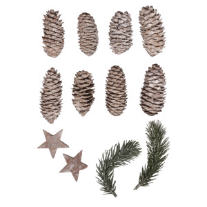 Deko Mix mit Stern, sortiert, 4-12cm, Beutel 12Stück