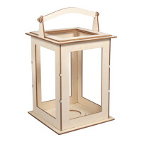 Holz Laterne Basic, FSC Mix Credit, 15,3x15,3x26,5cm, 15-tlg., Box 1Set, natur
