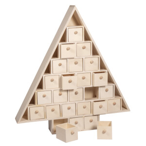 Holz Adventskalender Baum, FSC 100%, 38,5x40,5x5,5cm, natur