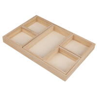 Holz Deko Tablett Set, FSC 100%, 31,5x21,5x3cm, 6tlg., 1Set, natur