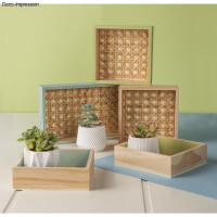 Holz Deko Tablett Set, FSC 100%, 31,5x21,5x3cm, 6tlg., 1Set, natur