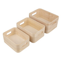 Holz Kisten Set, FSC 100%, 22x16x10+19,5x14x8,5+17x12x7cm, 3tlg., natur