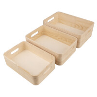 Holz Kisten Set, FSC 100%, 30x20x10+27x18x8,5+24x16x7cm, 3tlg., natur