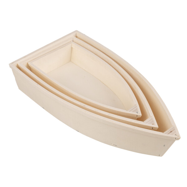 Holz Fischerboote Set, FSC 100%, 32x16x6,5+27,5x13,5x5,5+23,5x11x4,5cm, natur
