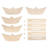Holz Schiff zum Stellen, FSC Mix Credit, 11,5x4cm, 15tlg., SB-Btl. 1Set, natur