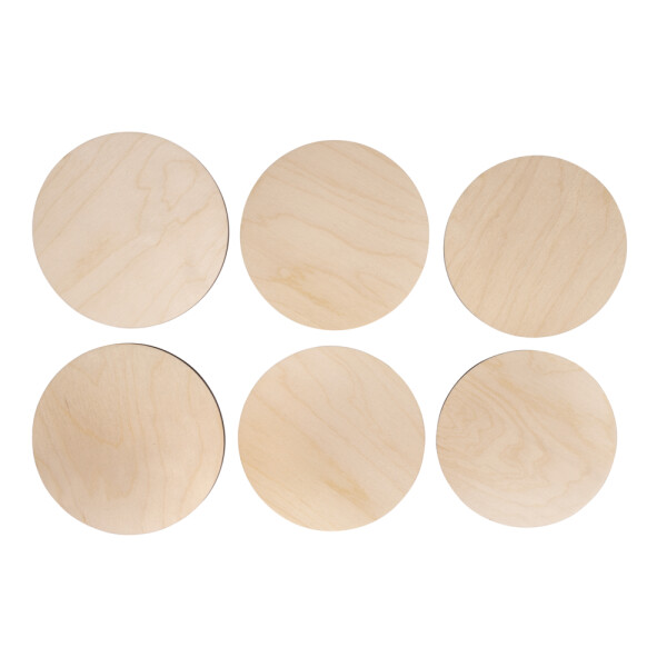 Holz Platten Set M, FSC Mix Credit, 11,5-12,5 ø,Stärke 4mm, SB-Btl. 6Stück, natur