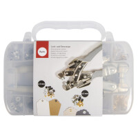Loch- und Ösenzange im Plastikkoffer, inkl. 160 Ösen ø 3+5mm, Box 1Stück