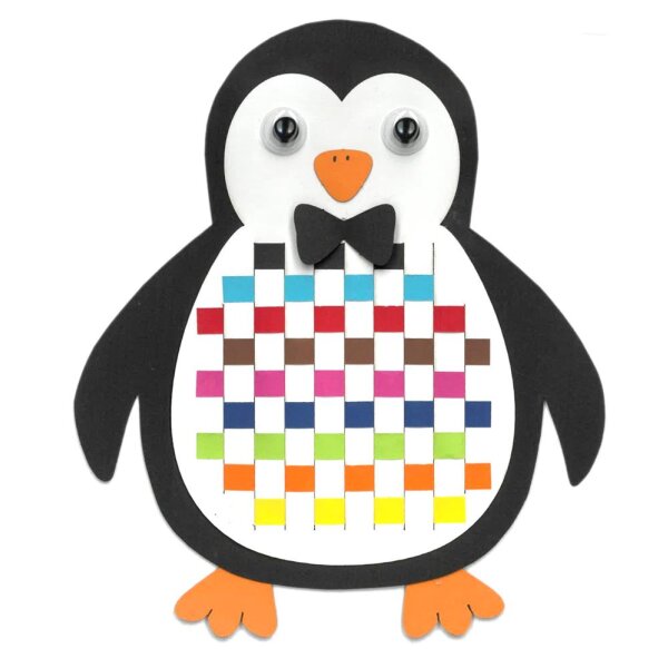 Bastelset Pinguin Flechtstreifen vorgestanzt von Prell, 6 Stück