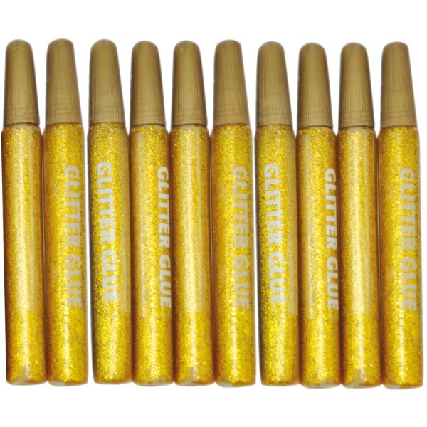 Glitter Glue gold, 10 Stück